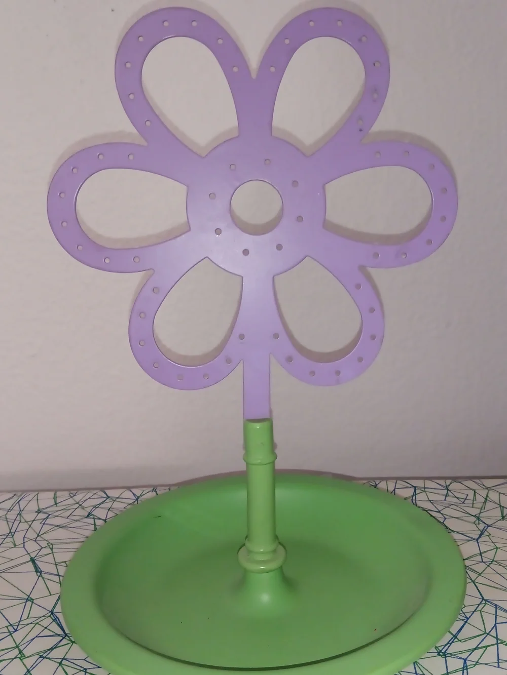 Purple Flower Jewelry Stand with Green Base